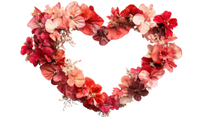 Heart of flowers on transparent background