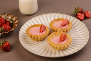 Strawberry Milk Pie on a Plate.