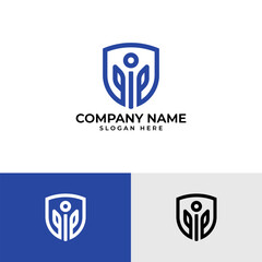 The logo features a shield with stylized leaves forming a central element, symbolizing protection, growth, and vitality. The clean lines and bold blue color convey a sense of strength and reliability