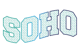 Vintage typography retro college varsity Soho slogan print with grunge effect for graphic tee t shirt or sweatshirt - Vector