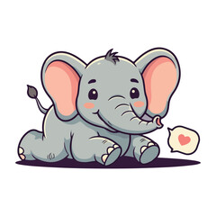 Cute Elephant Cartoon Vector Icon Illustration Animal Sport Icon Isolated Flat vector illustration
