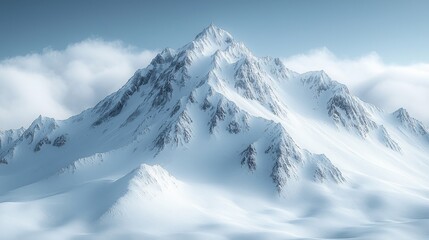 Obraz premium Majestic snow-covered mountain peak winter landscape nature photography idyllic environment aerial view serenity