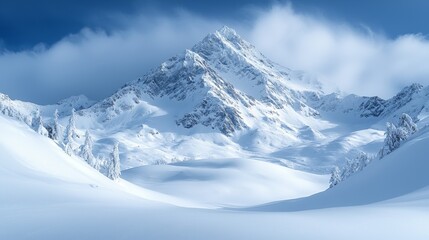 Obraz premium Winter wonderland majestic snow-capped mountain range nature landscape crisp blue sky serene environment