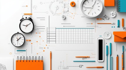 Obraz premium Maximize your productivity with essential tools calendar clock and checklist for efficient planning in the office environment
