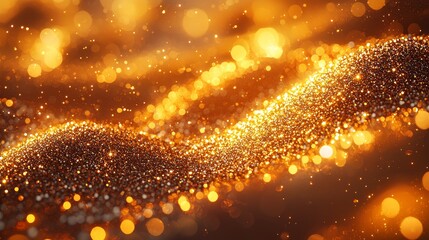 Obraz premium Glittering gold waves abstract background digital art soft lighting close-up shimmering beauty