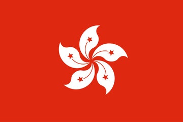 High detailed flag of Hong Kong. National Hong Kong flag. Asia. 3D illustration.