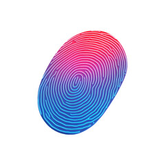 Colorful fingerprint design isolated on transparent background, showcasing unique patterns