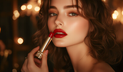 Fototapeta premium portrait of a woman with lipstick