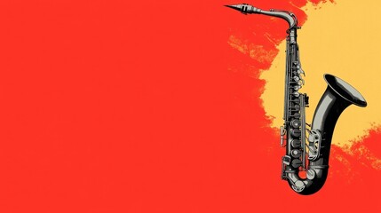 Naklejka premium Detailed Illustration of a Saxophone on a Vibrant Background