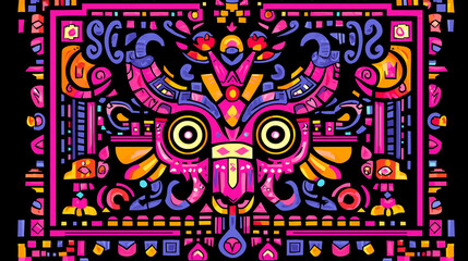 Vibrant geometric art depicting a stylized creature.