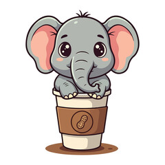 Cute Elephant Cartoon Vector Icon Illustration Animal Sport Icon Isolated Flat vector illustration