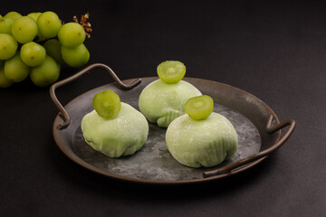 Green Shine Muscat Mochi, Japanese Dessert.