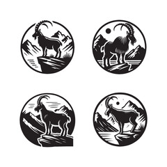 Mountain Goat Silhouette vector art illustration 1