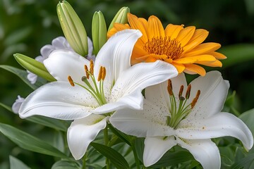 Obraz premium Floral blooming action in nature background garden close-up vibrant environment serenity