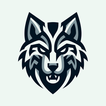 Stylized wolf head logo with sharp teeth and piercing eyes.
