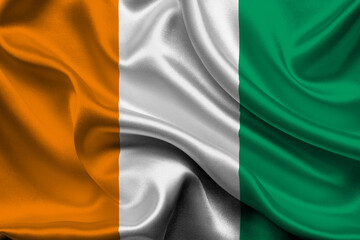 High detailed flag of Ivory Coast. National Ivory Coast flag. Africa. 3D illustration.