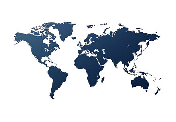 Obraz premium navy blue silhouette of the world map, on a white background
