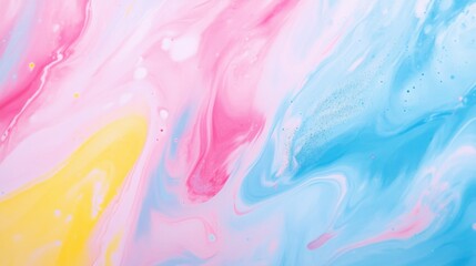 Abstract flowing colors in pink blue and yellow hues creating a marbled effect