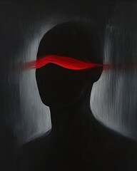 Red line abstract figure silhouette art painting, wall art, design, realistic, textured painting