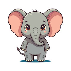 Cute Elephant Cartoon Vector Icon Illustration Animal Sport Icon Isolated Flat vector illustration