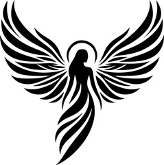 vector illustration design image icon logo symbol decoration silhouette angel winged
