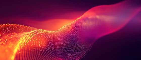 Abstract Flow: A mesmerizing digital abstract background with a flowing wave of vibrant orange and pink hues, composed of countless glowing particles. It evokes a sense of movement, energy.