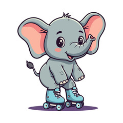 Cute Elephant Cartoon Vector Icon Illustration Animal Sport Icon Isolated Flat vector illustration