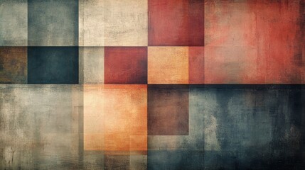 Fototapeta premium Abstract Geometric Art with Earthy Tones and Textured Squares