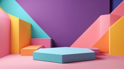 3d background products display podium scene with geometric platform