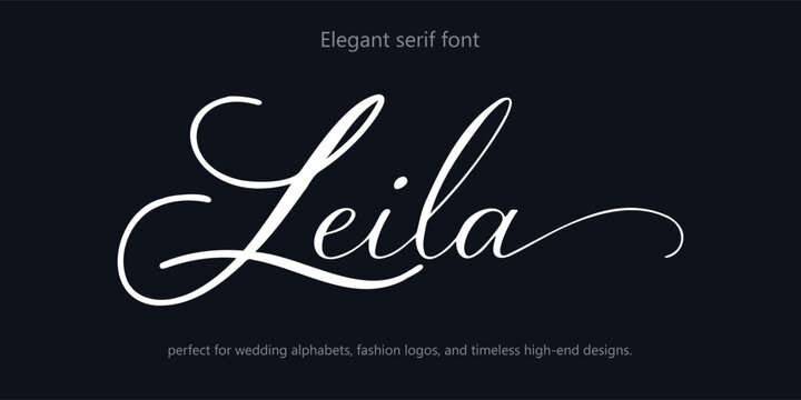 Elegant serif font "Leila" crafted for luxury branding and logo creation. This classic and minimal typeface is perfect for wedding alphabets, fashion logos, and timeless high-end designs.