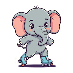 Cute Elephant Cartoon Vector Icon Illustration Animal Sport Icon Isolated Flat vector illustration
