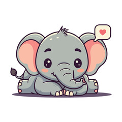 Cute Elephant Cartoon Vector Icon Illustration Animal Sport Icon Isolated Flat vector illustration