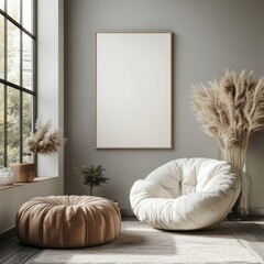 Sophisticated Interior Design Wall Frame Mockup, Generative Ai.