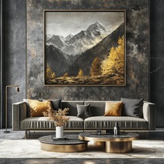 Minimalist Wall Art Mockup in 3D Render, Generative Ai.