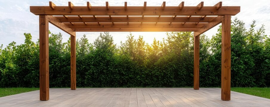outdoor living pergolas luxury. Rustic cedar pergola with polished wood finishes, combining natural charm and upscale design
