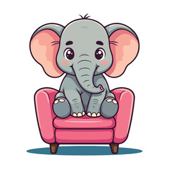 Cute Elephant Cartoon Vector Icon Illustration Animal Sport Icon Isolated Flat vector illustration