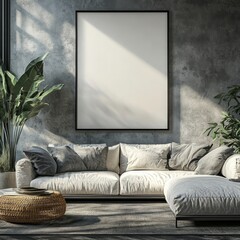 Interior Design Mockup Featuring Wall Posters, Generative Ai.