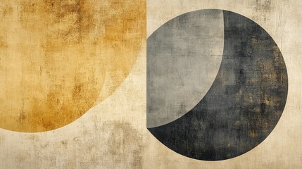 Abstract Composition with Golden and Gray Circles