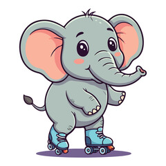 Cute Elephant Cartoon Vector Icon Illustration Animal Sport Icon Isolated Flat vector illustration