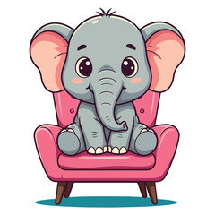 Cute Elephant Cartoon Vector Icon Illustration Animal Sport Icon Isolated Flat vector illustration