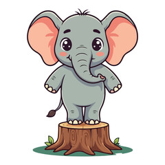 Cute Elephant Cartoon Vector Icon Illustration Animal Sport Icon Isolated Flat vector illustration