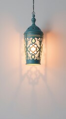 Arabic design shadow from lantern light on a plain background.