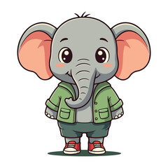 Cute Elephant Cartoon Vector Icon Illustration Animal Sport Icon Isolated Flat vector illustration