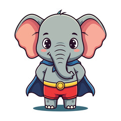 Cute Elephant Cartoon Vector Icon Illustration Animal Sport Icon Isolated Flat vector illustration