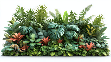 Tropical Palm, Monstera, and Hanging Plants Isolated on White Background with Clipping Path, Perfect for Clean and Minimalist Designs