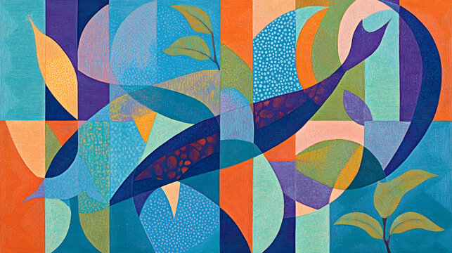 20. An abstract interpretation of Earth as a patchwork of vibrant, textured patterns symbolizing diverse ecosystems and cultures blending together 