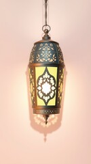 Arabic design shadow from lantern light on a plain background.