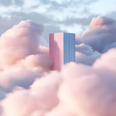 3d pastel pink architecture with dreamy style for design