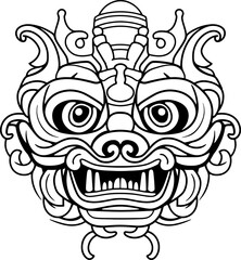 chinese lion dance head drawing