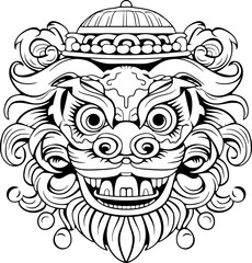 chinese lion dance head drawing